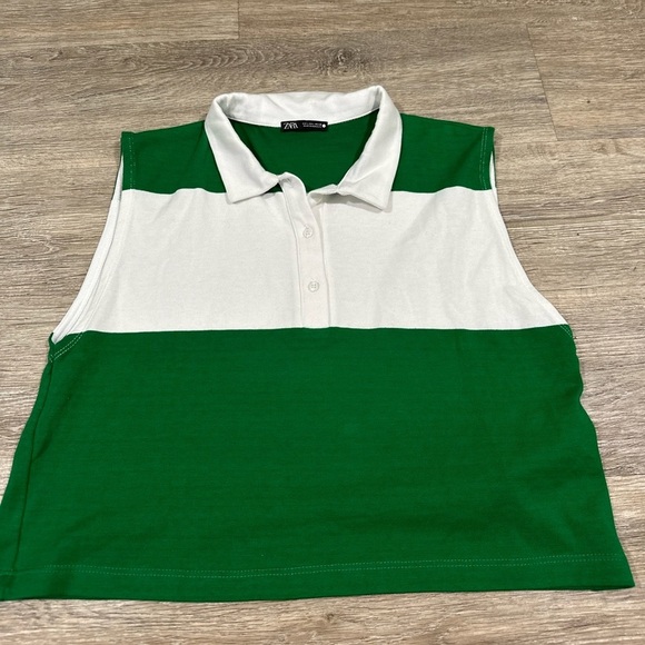 Zara color block striped collared tank top size large - Picture 2 of 5